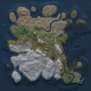 Thumbnail Rust Map: Procedural Map, Size: 3500, Seed: 1126747248, 13 Monuments