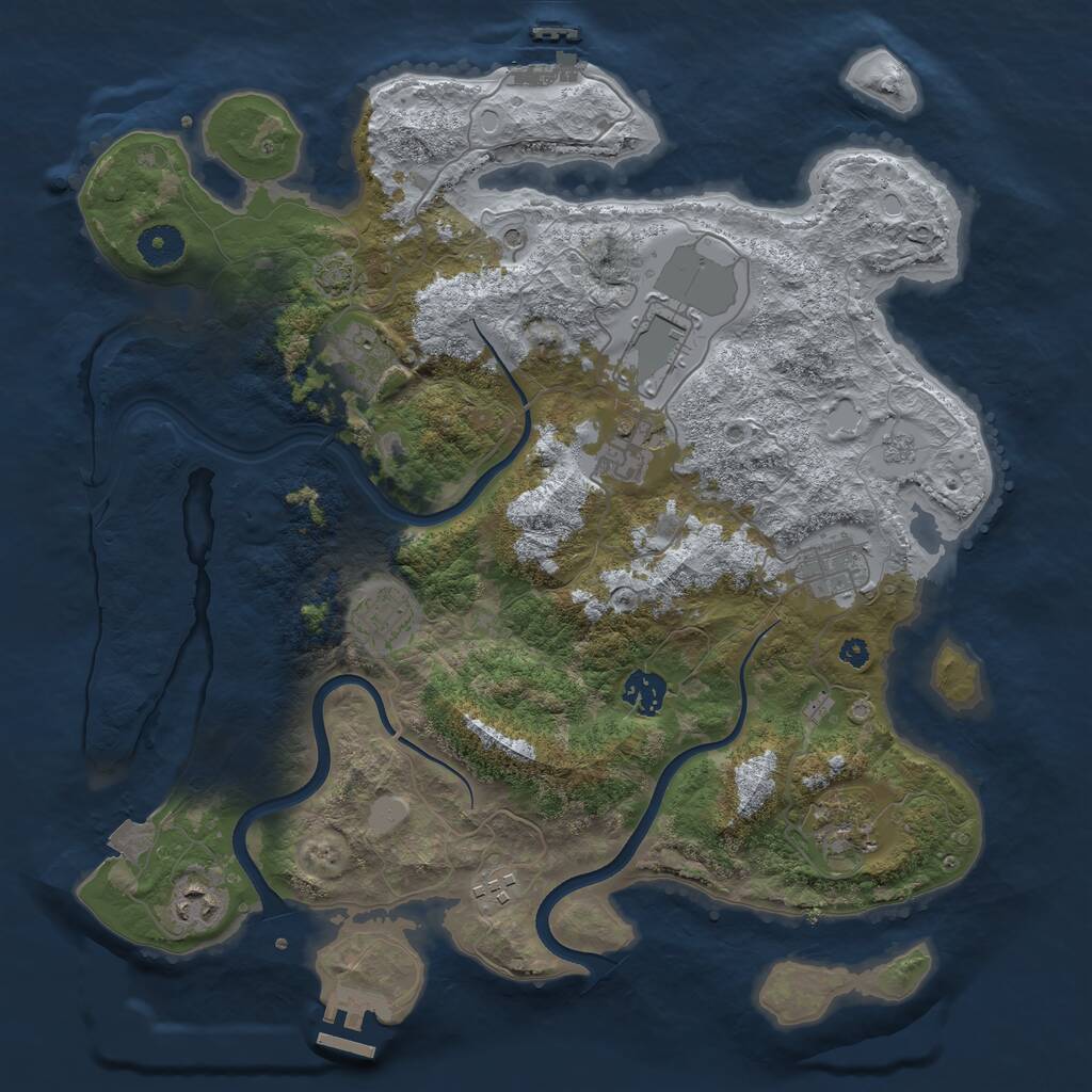 Rust Map: Procedural Map, Size: 3750, Seed: 2130653471, 15 Monuments