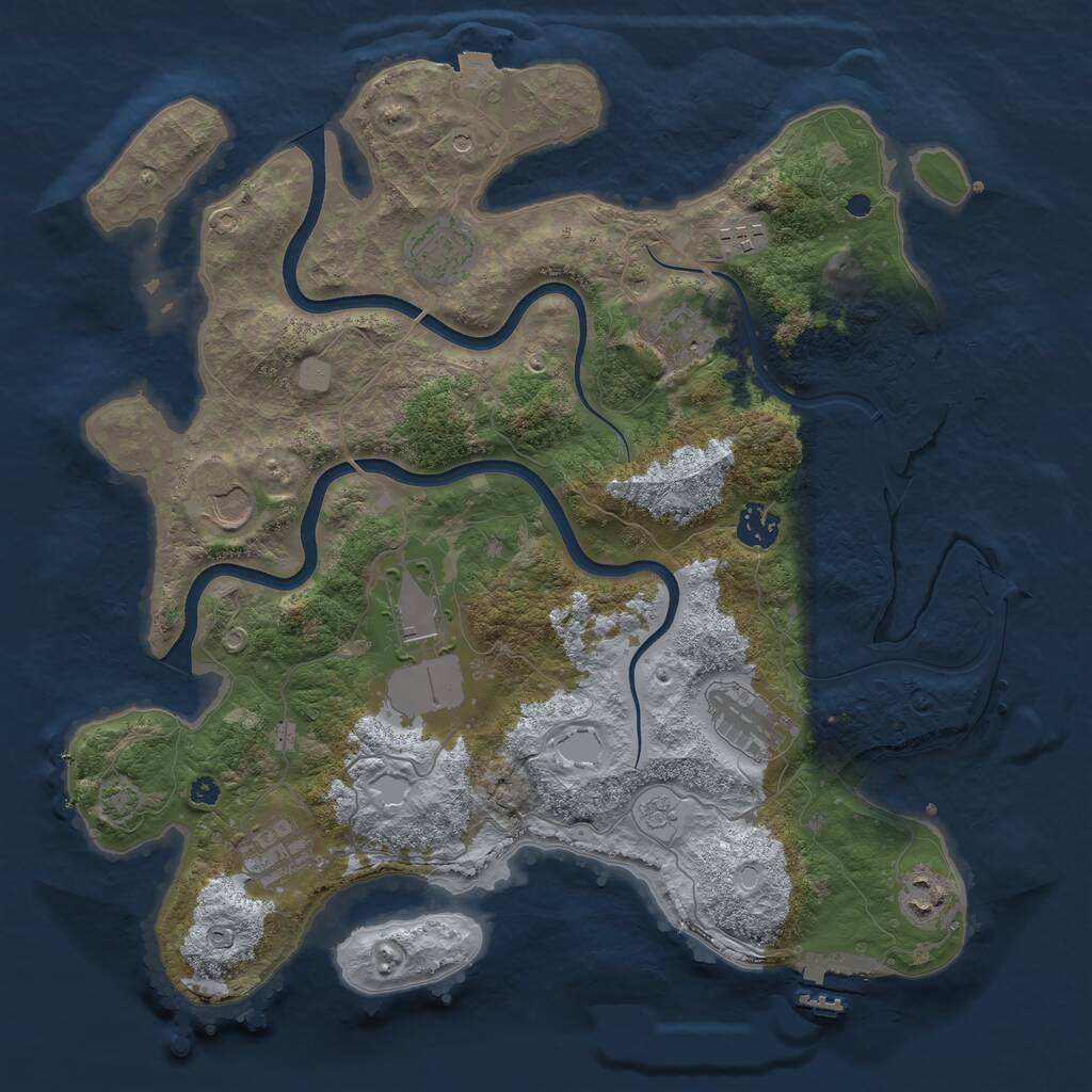 Rust Map: Procedural Map, Size: 3750, Seed: 667714415, 15 Monuments