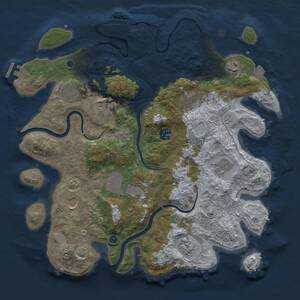 Thumbnail Rust Map: Procedural Map, Size: 3750, Seed: 1699026338, 16 Monuments