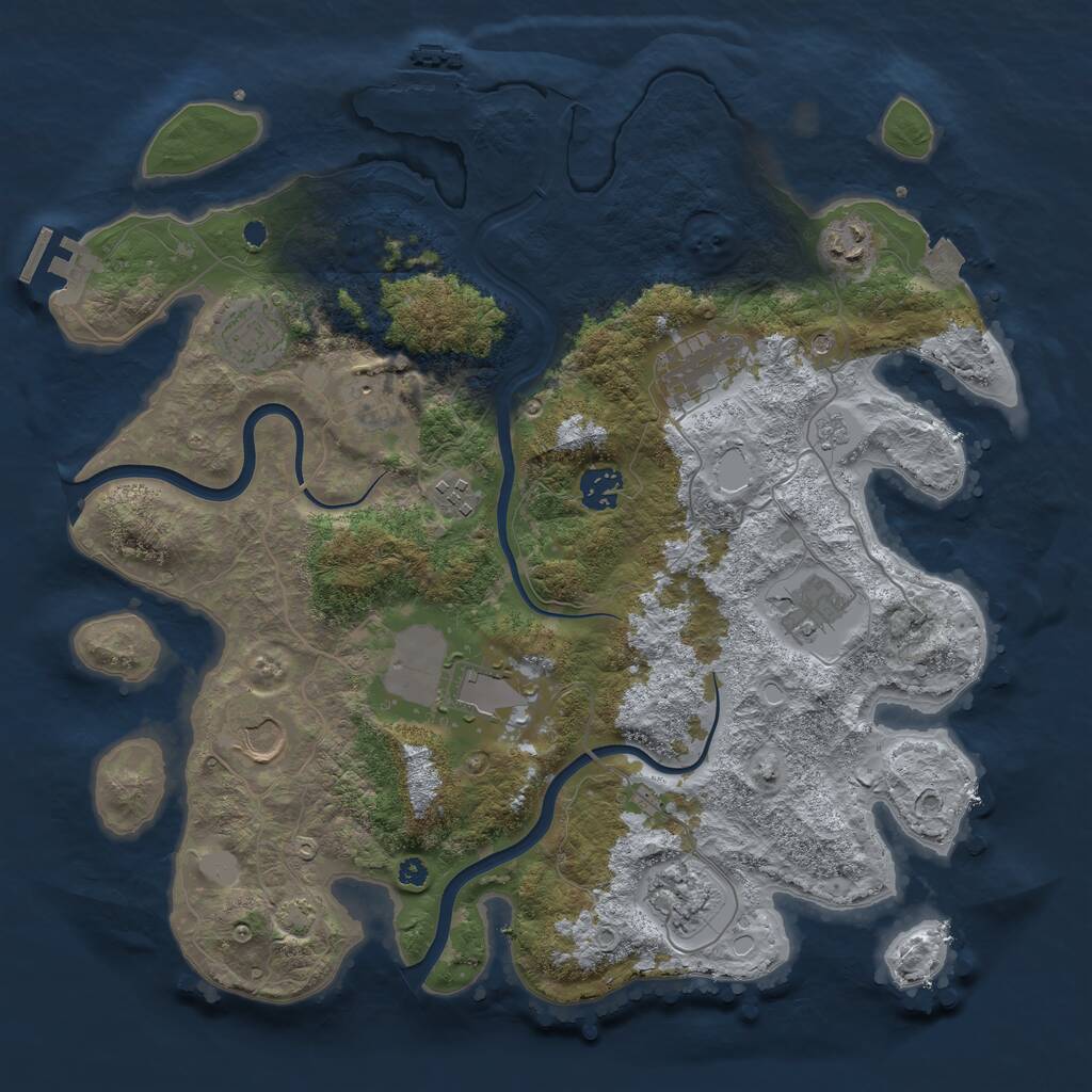 Rust Map: Procedural Map, Size: 3750, Seed: 1699026338, 16 Monuments