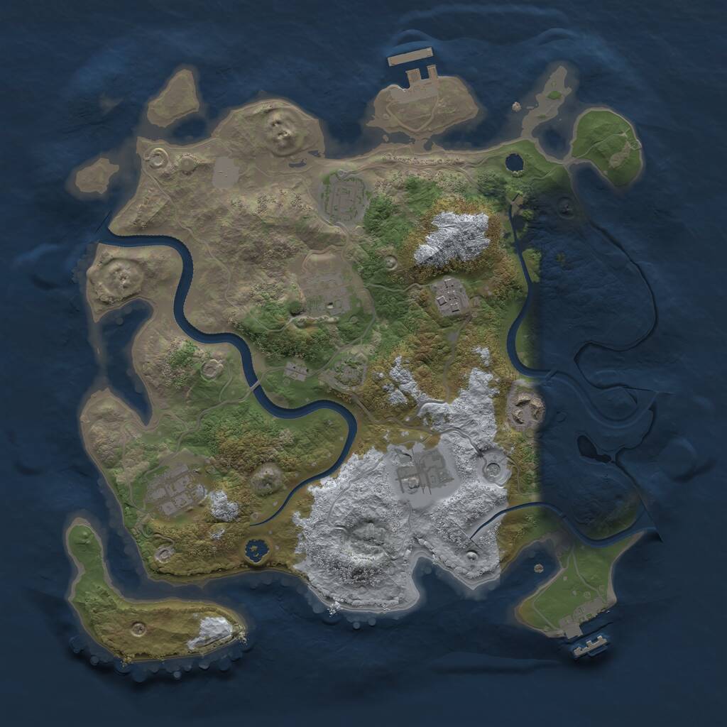 Rust Map: Procedural Map, Size: 3250, Seed: 236054618, 11 Monuments