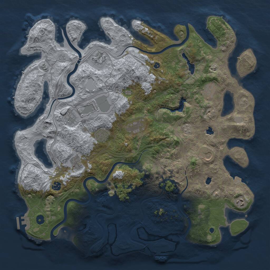 Rust Map: Procedural Map, Size: 4500, Seed: 316069752, 17 Monuments