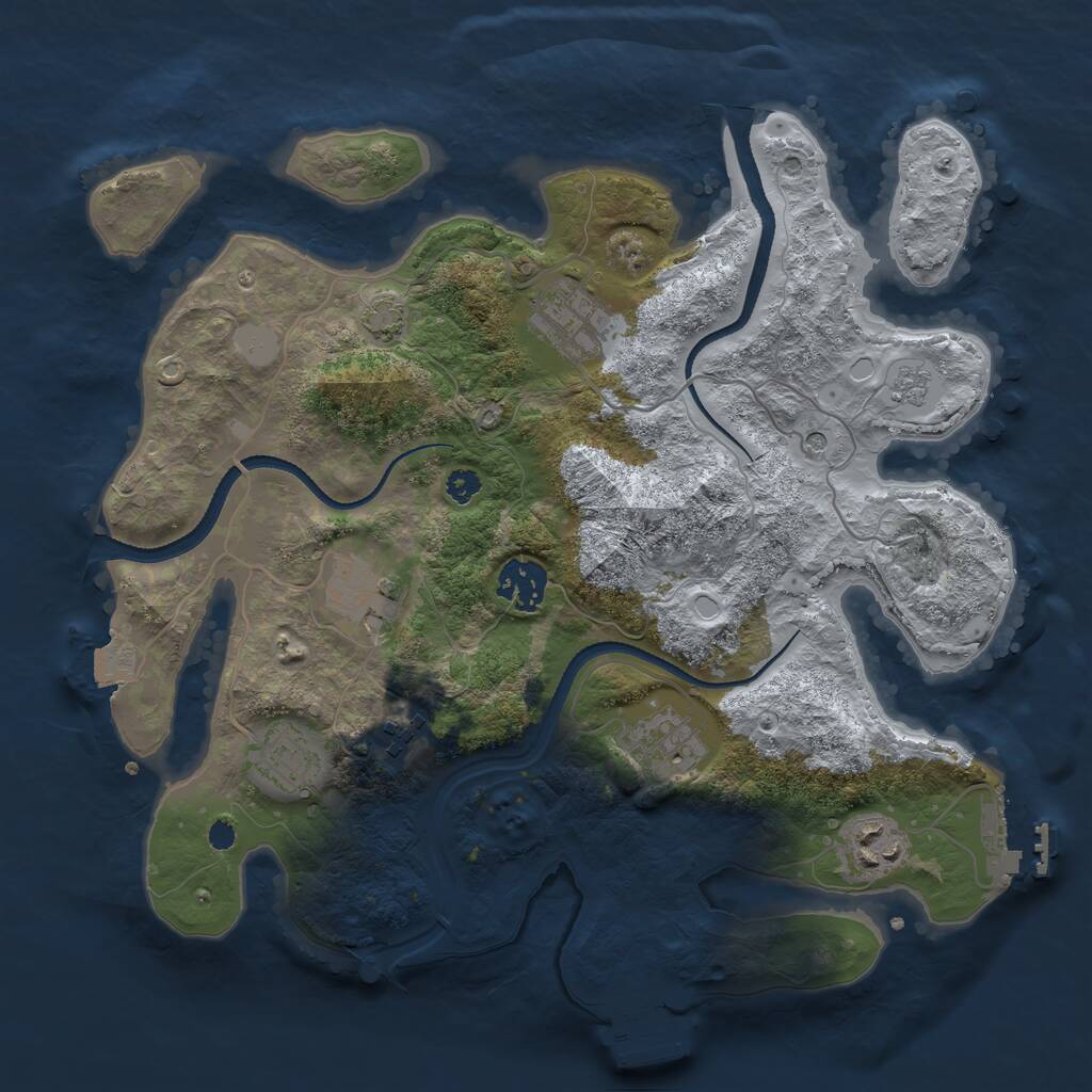Rust Map: Procedural Map, Size: 3250, Seed: 1580369940, 13 Monuments