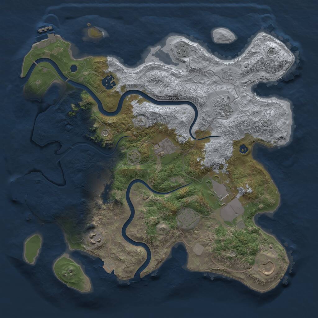 Rust Map: Procedural Map, Size: 3500, Seed: 5435353, 15 Monuments