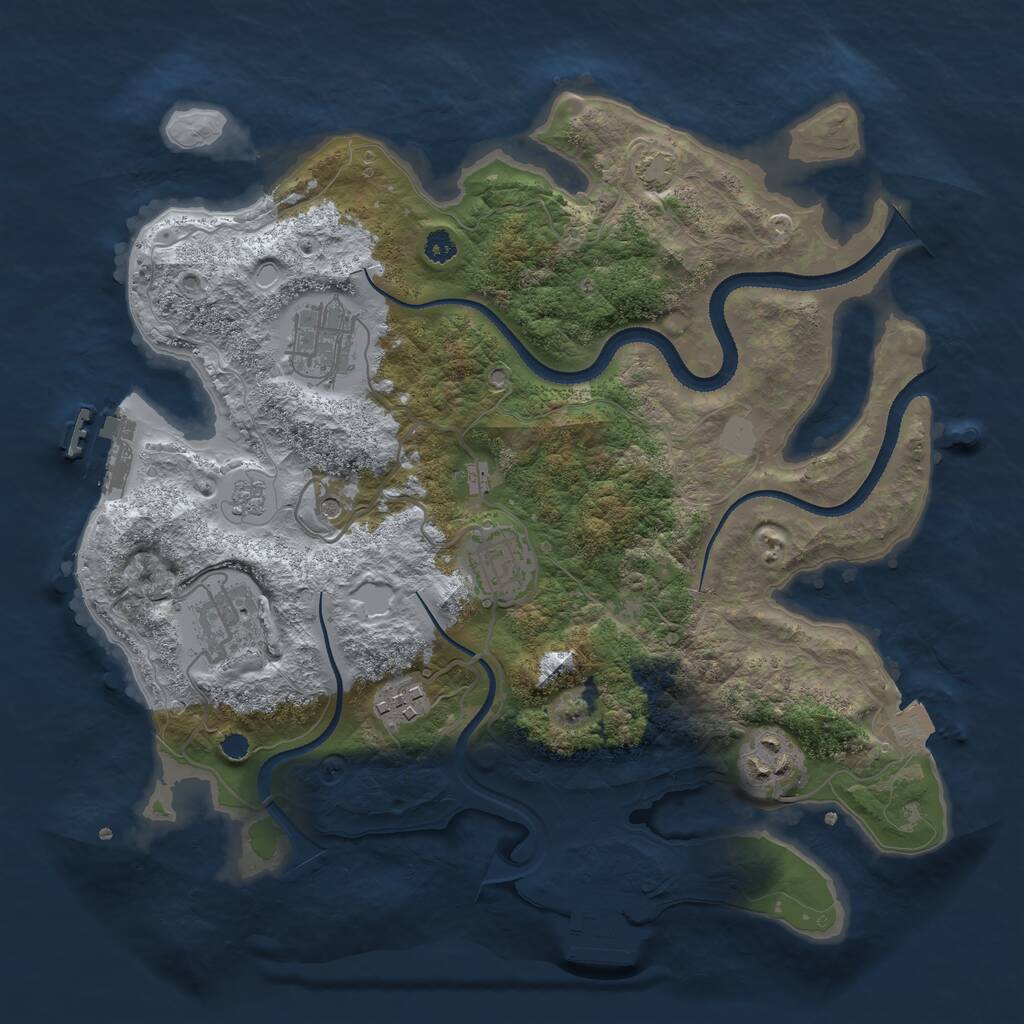 Rust Map: Procedural Map, Size: 3200, Seed: 404404, 11 Monuments