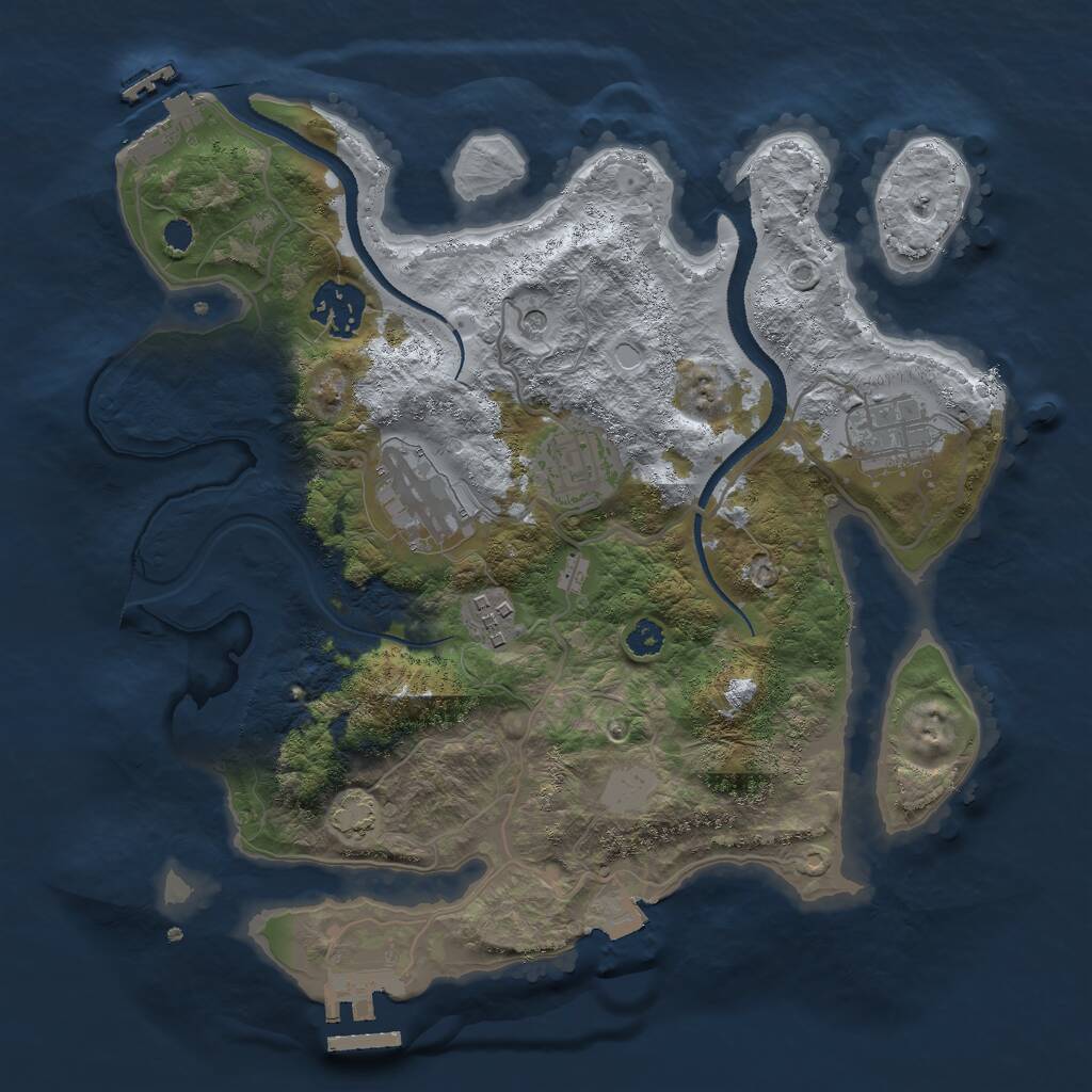 Rust Map: Procedural Map, Size: 3000, Seed: 28180, 10 Monuments