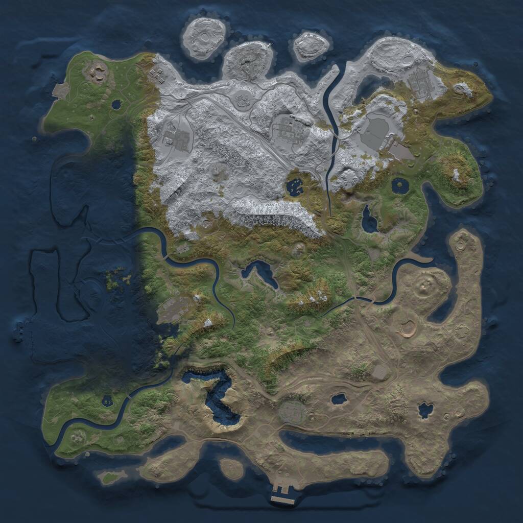 Rust Map: Procedural Map, Size: 4500, Seed: 466115785, 16 Monuments