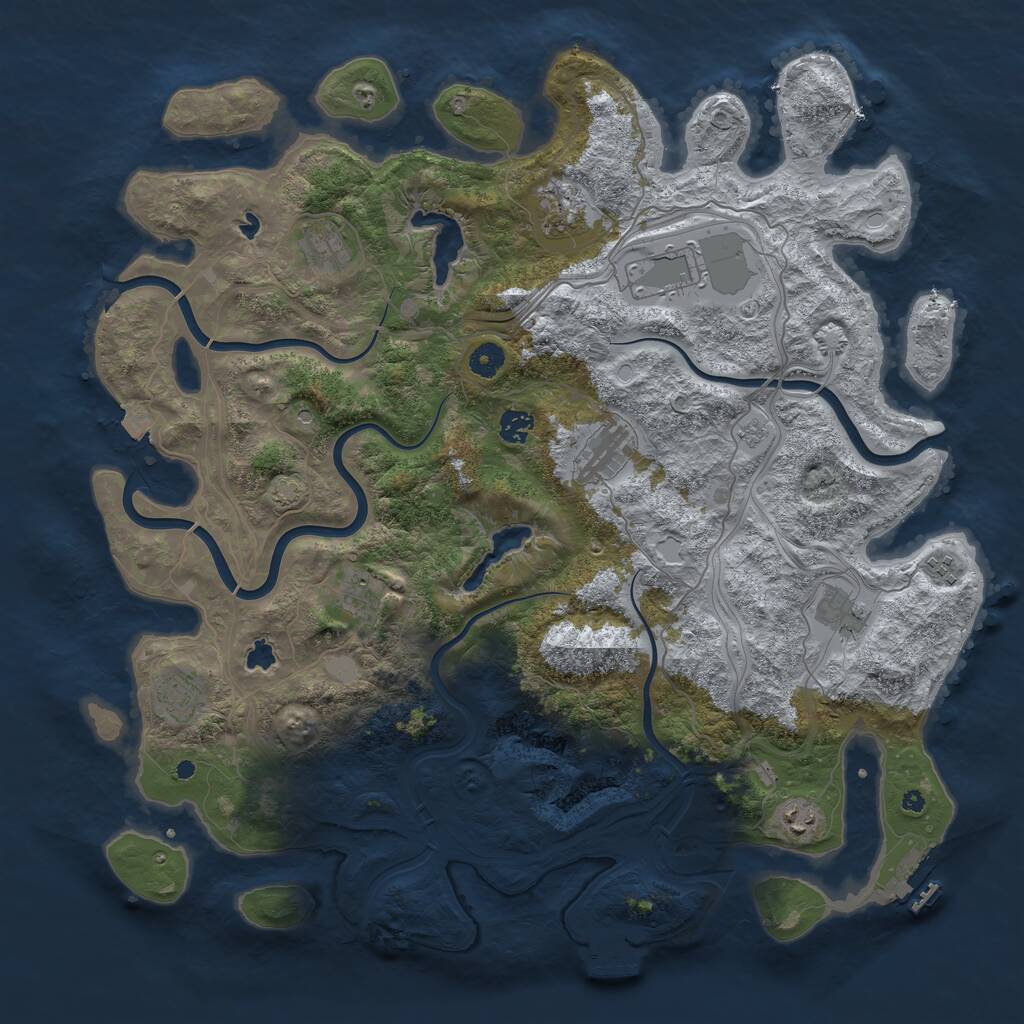 Rust Map: Procedural Map, Size: 4500, Seed: 390798450, 16 Monuments