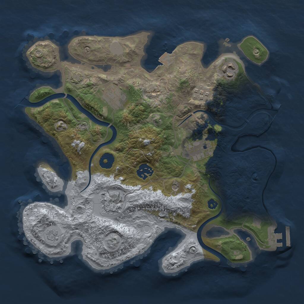Rust Map: Procedural Map, Size: 3000, Seed: 43850765, 11 Monuments