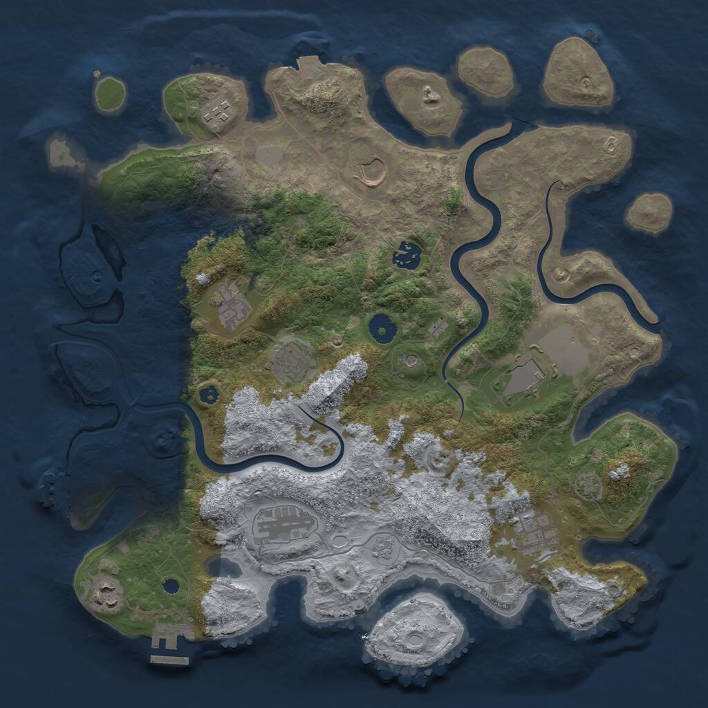 Rust Map: Procedural Map, Size: 3750, Seed: 1887650342, 15 Monuments