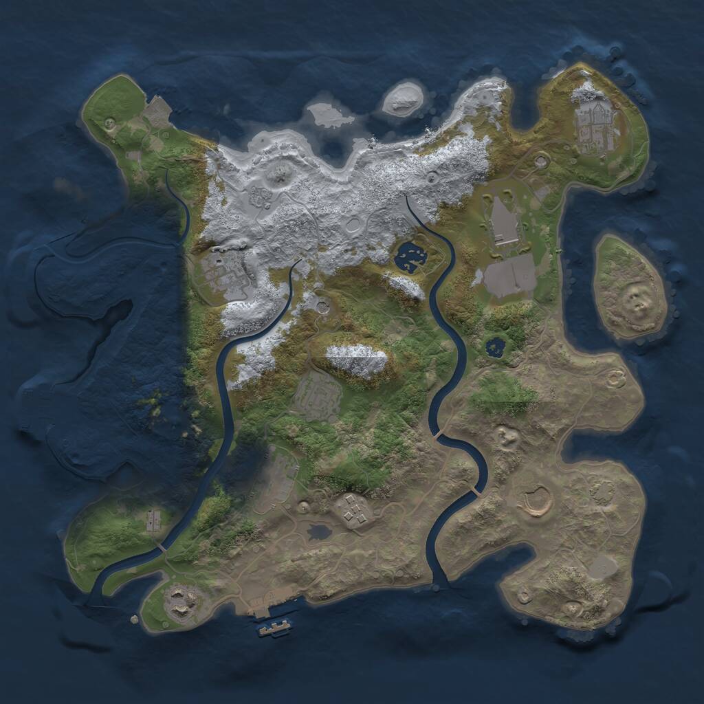 Rust Map: Procedural Map, Size: 3500, Seed: 870225085, 15 Monuments