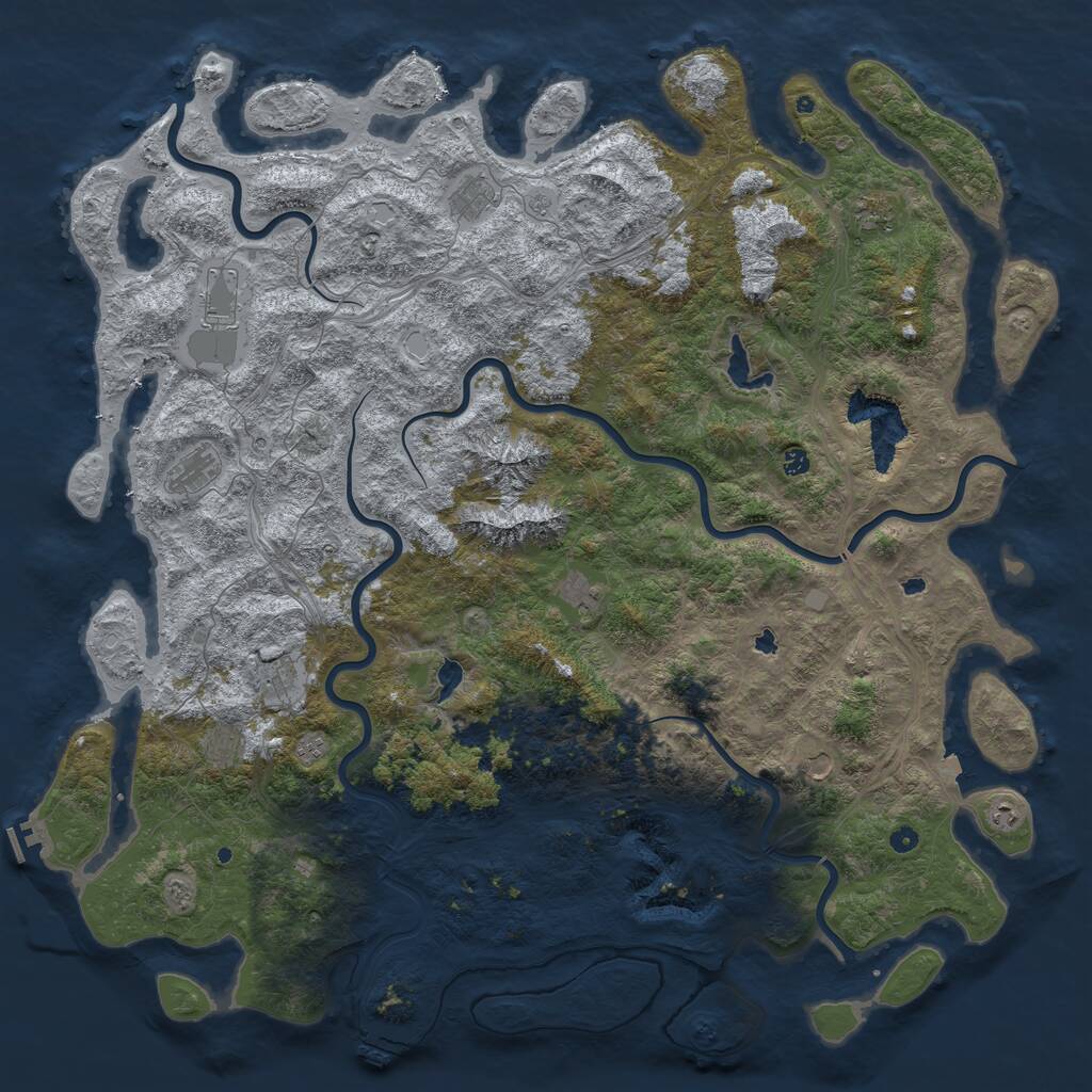 Rust Map: Procedural Map, Size: 6000, Seed: 1362628684, 17 Monuments