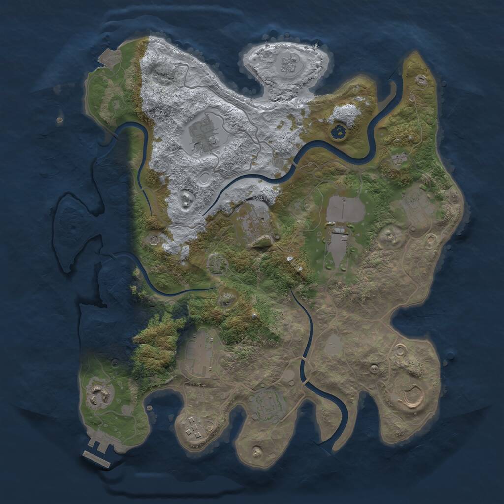 Rust Map: Procedural Map, Size: 3500, Seed: 1377958631, 14 Monuments