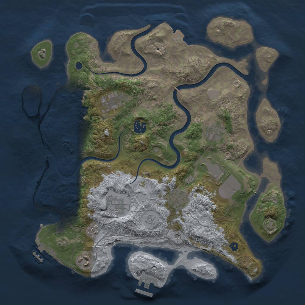 Rust Map: Procedural Map, Size: 3500, Seed: 247640861, 14 Monuments