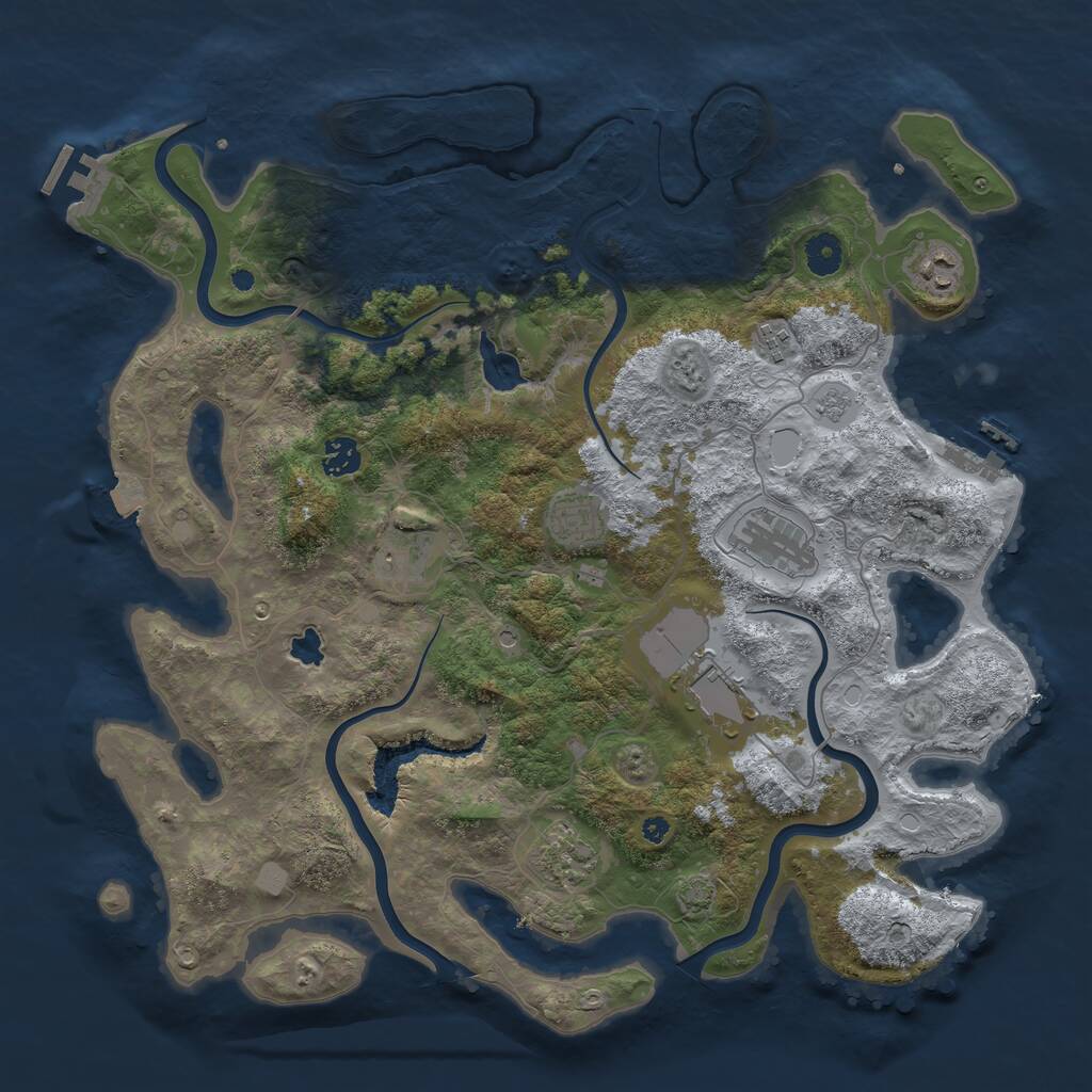 Rust Map: Procedural Map, Size: 4100, Seed: 123564893, 14 Monuments