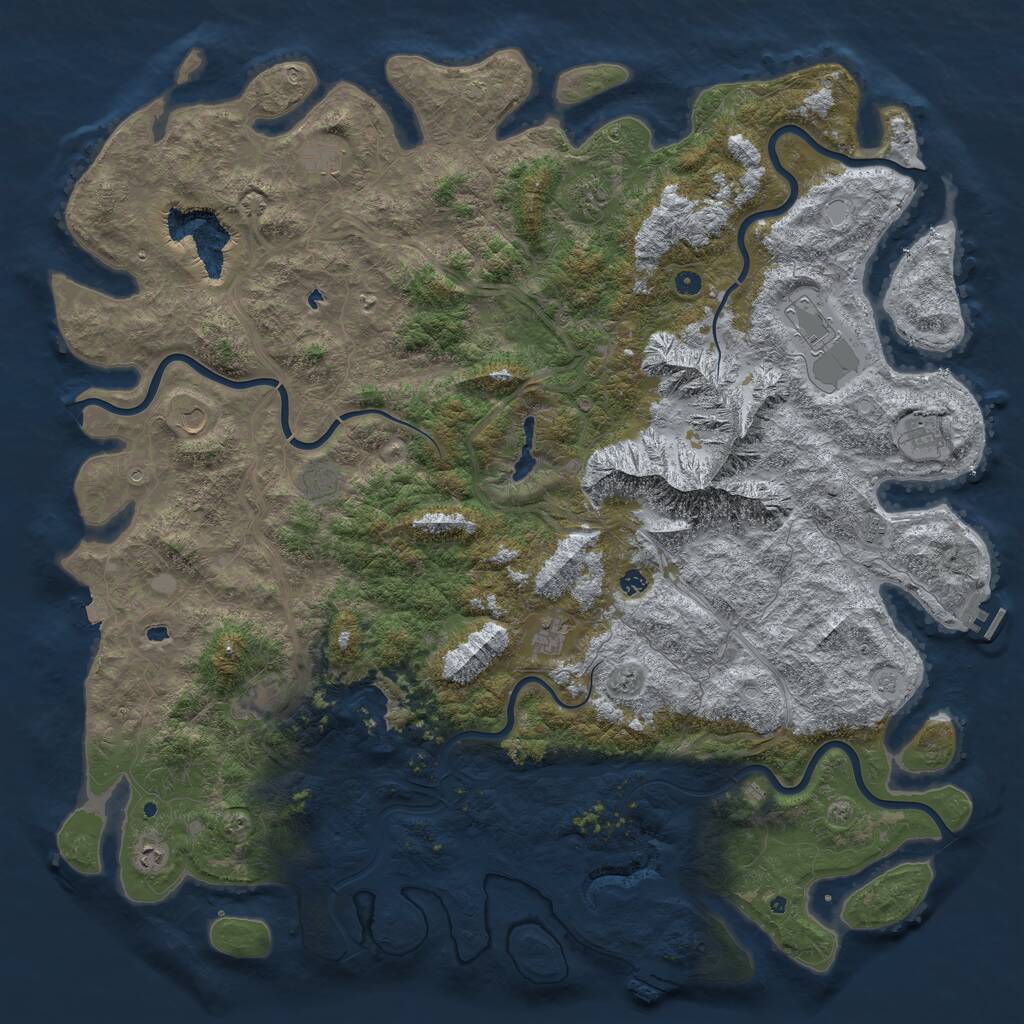 Rust Map: Procedural Map, Size: 6000, Seed: 372798784, 17 Monuments