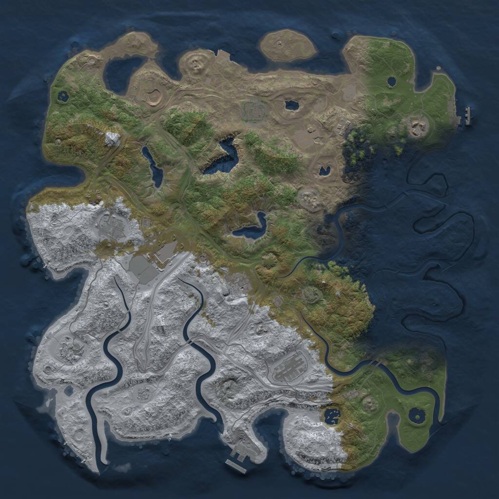 Rust Map: Procedural Map, Size: 4500, Seed: 429085796, 17 Monuments