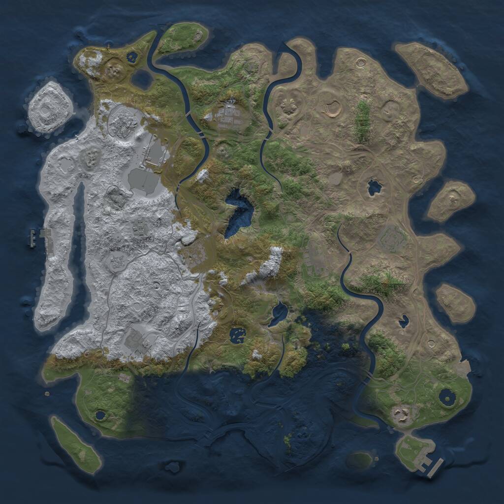 Rust Map: Procedural Map, Size: 4500, Seed: 724038584, 17 Monuments