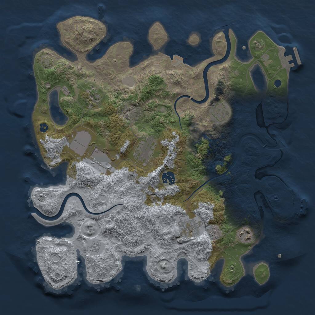 Rust Map: Procedural Map, Size: 3500, Seed: 1658467189, 14 Monuments