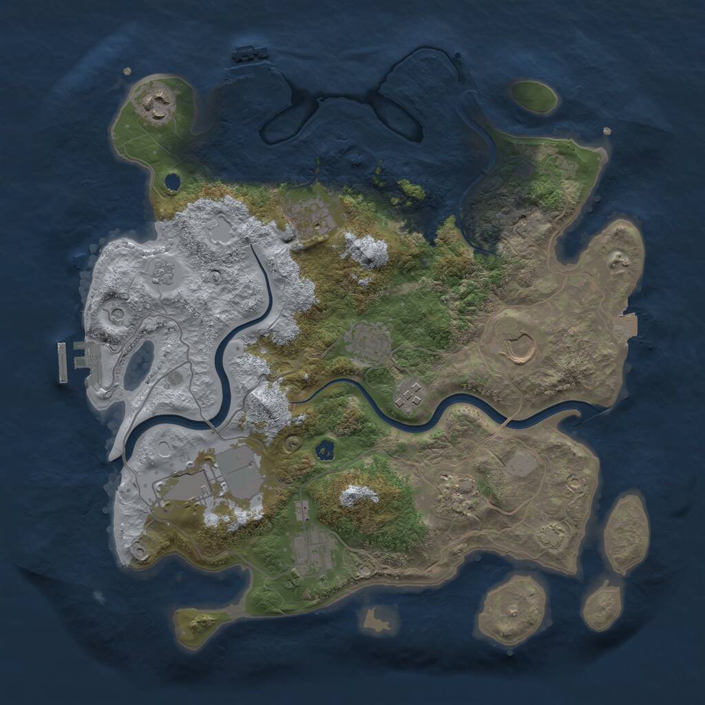 Rust Map: Procedural Map, Size: 3500, Seed: 1974847650, 14 Monuments