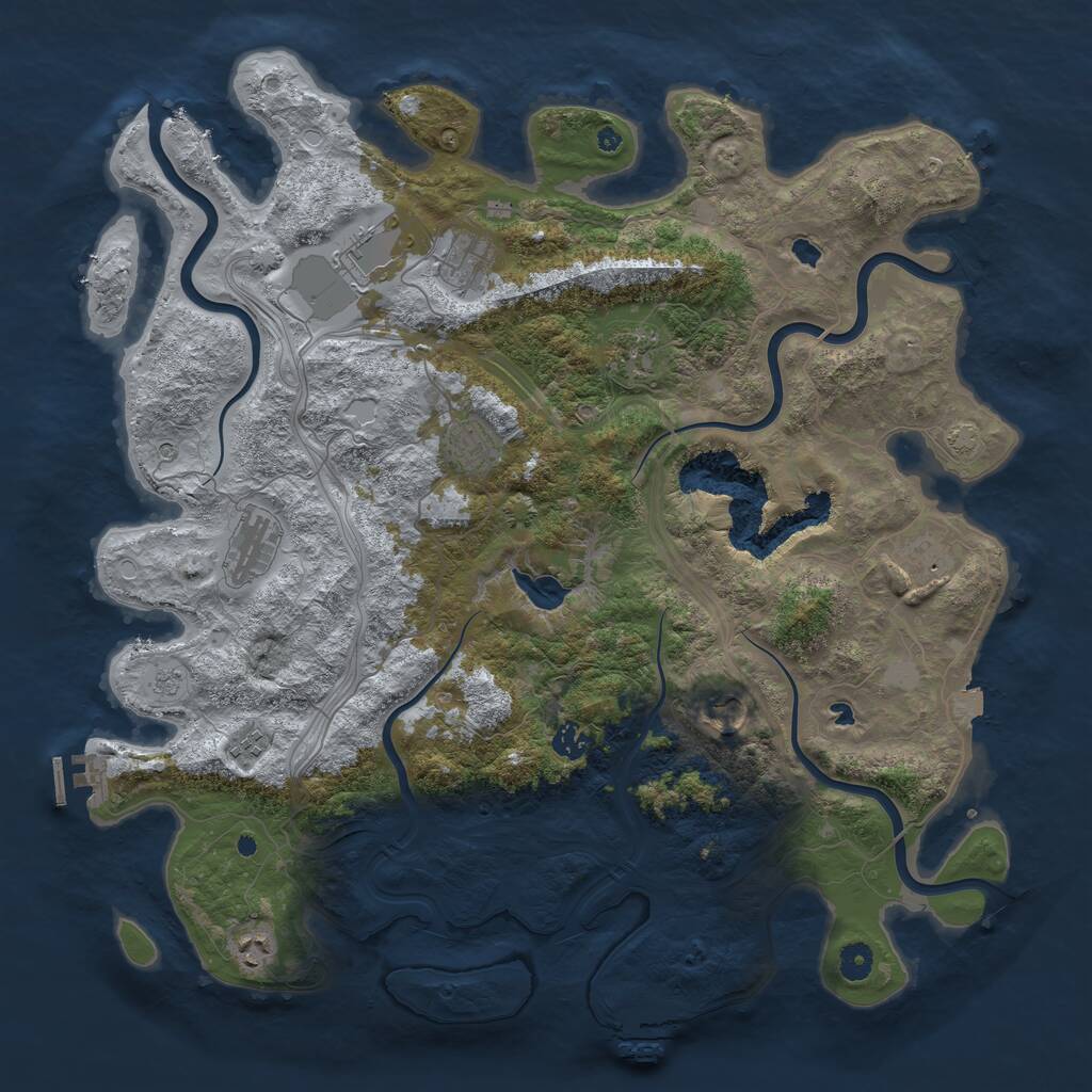 Rust Map: Procedural Map, Size: 4500, Seed: 2053074812, 16 Monuments