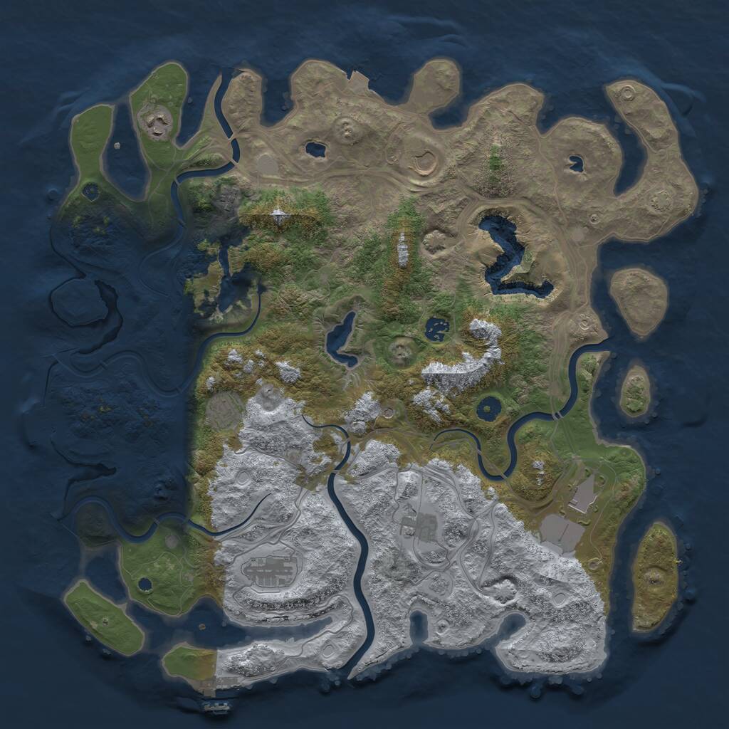 Rust Map: Procedural Map, Size: 4500, Seed: 1846810499, 14 Monuments