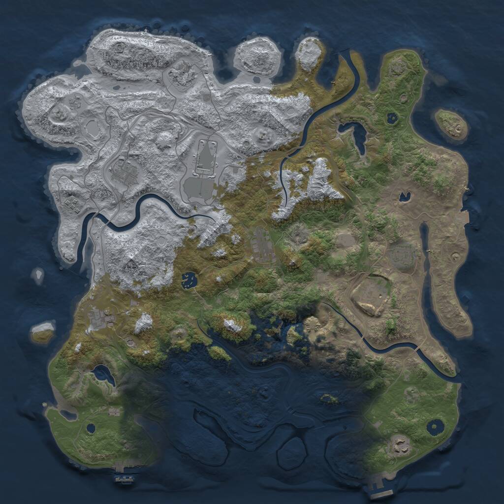 Rust Map: Procedural Map, Size: 4500, Seed: 1909397680, 16 Monuments