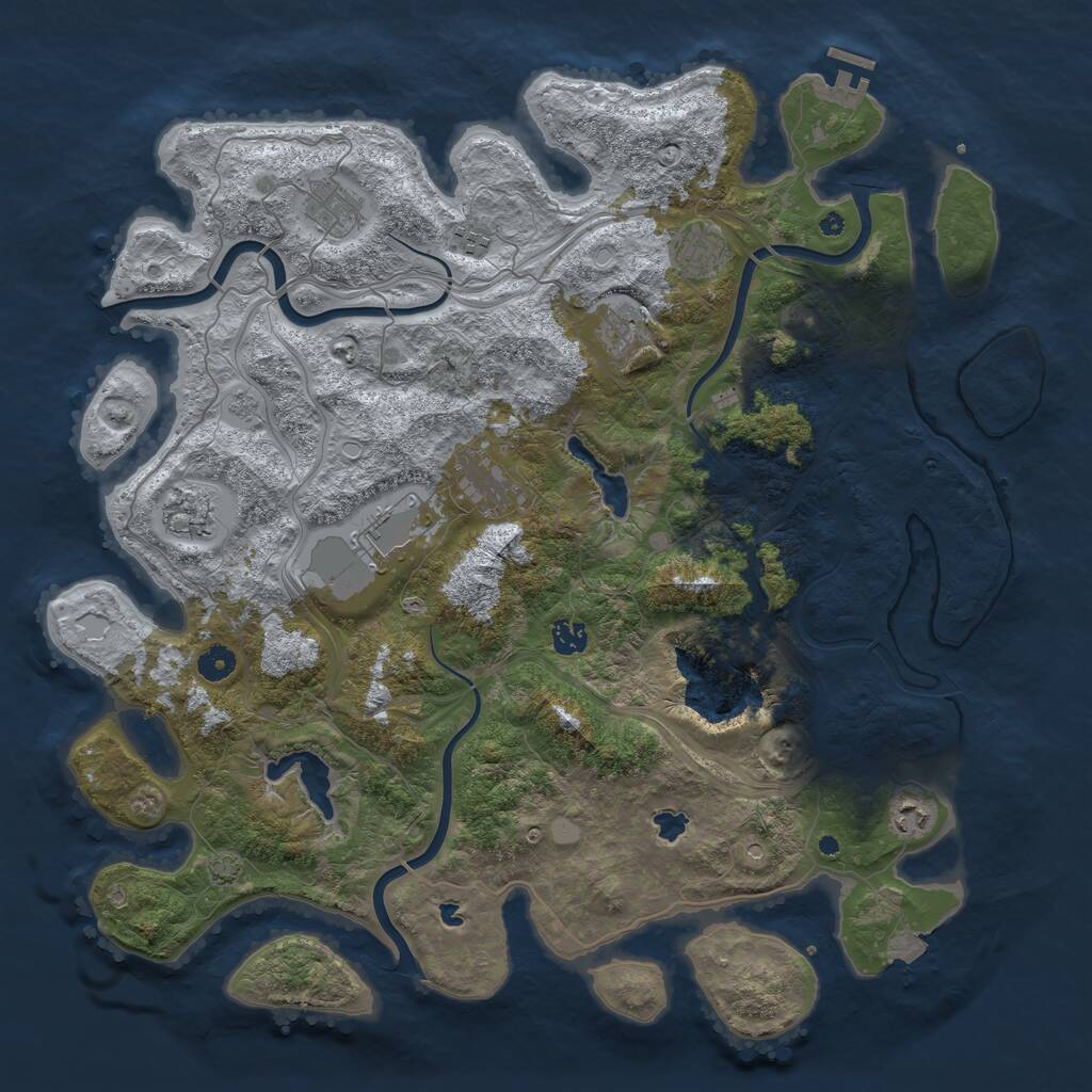 Rust Map: Procedural Map, Size: 4500, Seed: 848685551, 14 Monuments