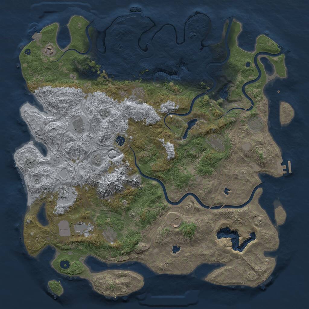 Rust Map: Procedural Map, Size: 5000, Seed: 1046408340, 17 Monuments