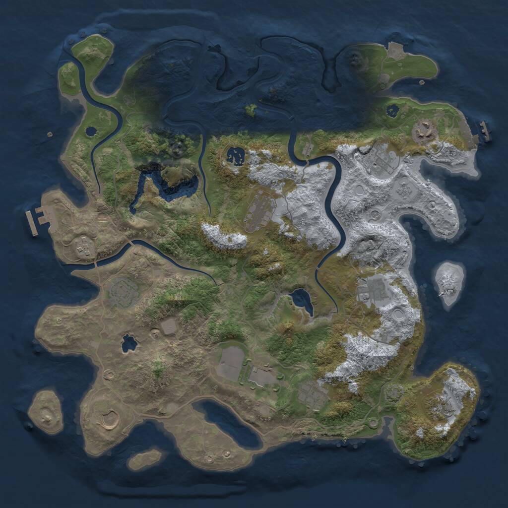Rust Map: Procedural Map, Size: 4000, Seed: 1638649927, 17 Monuments