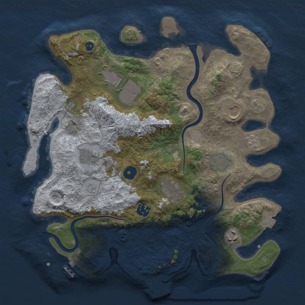 Rust Map: Procedural Map, Size: 3500, Seed: 611932915, 14 Monuments