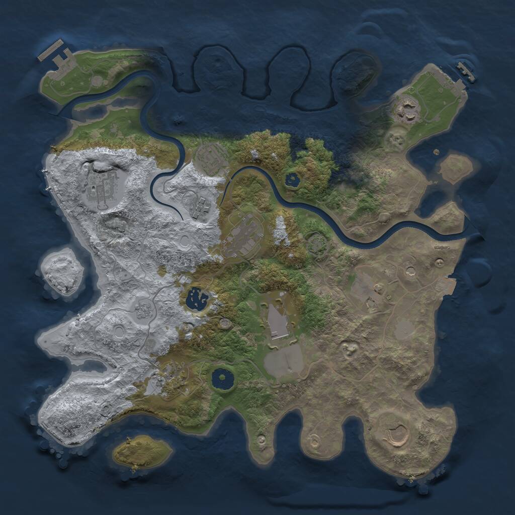 Rust Map: Procedural Map, Size: 3500, Seed: 5496496, 16 Monuments