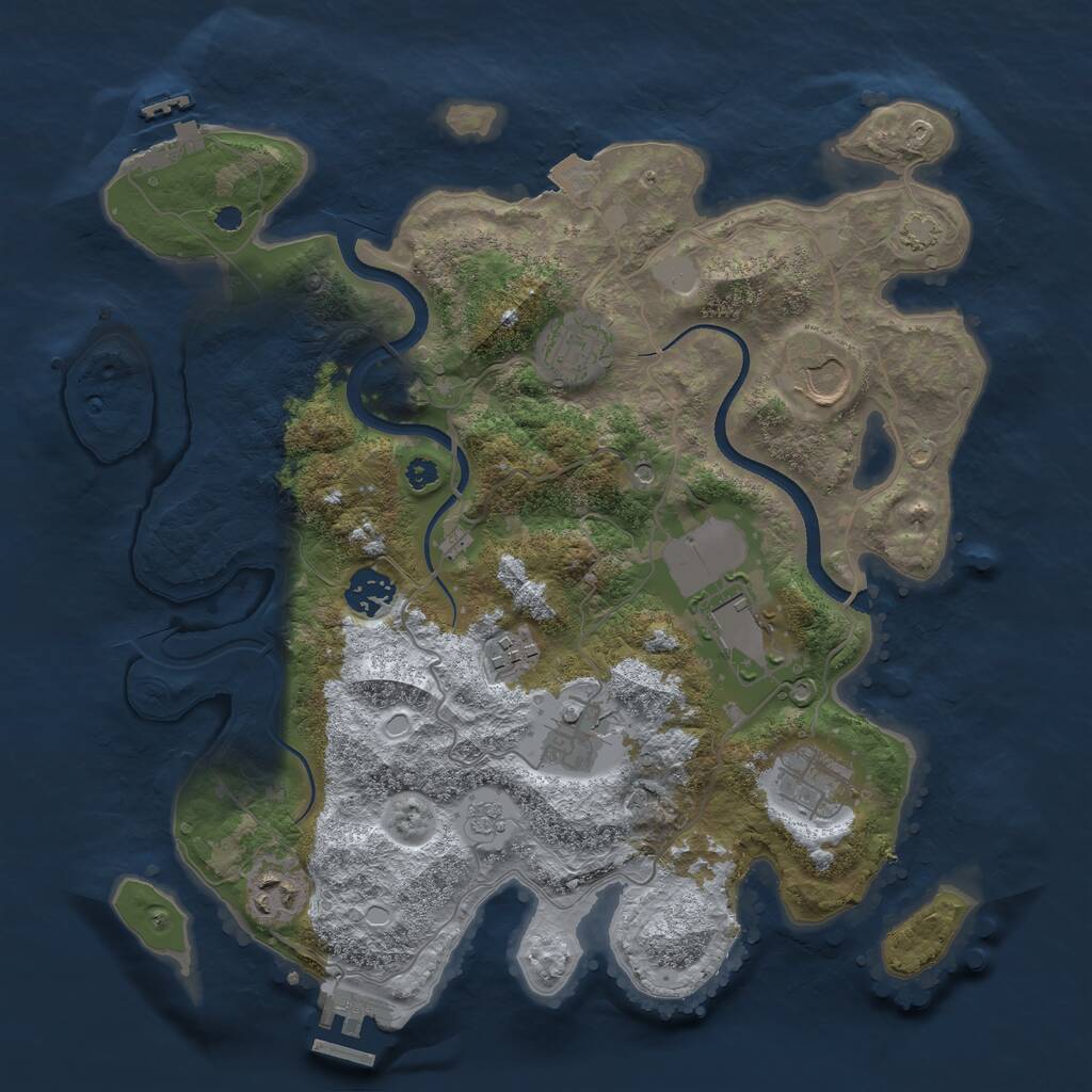 Rust Map: Procedural Map, Size: 3500, Seed: 235956839, 14 Monuments