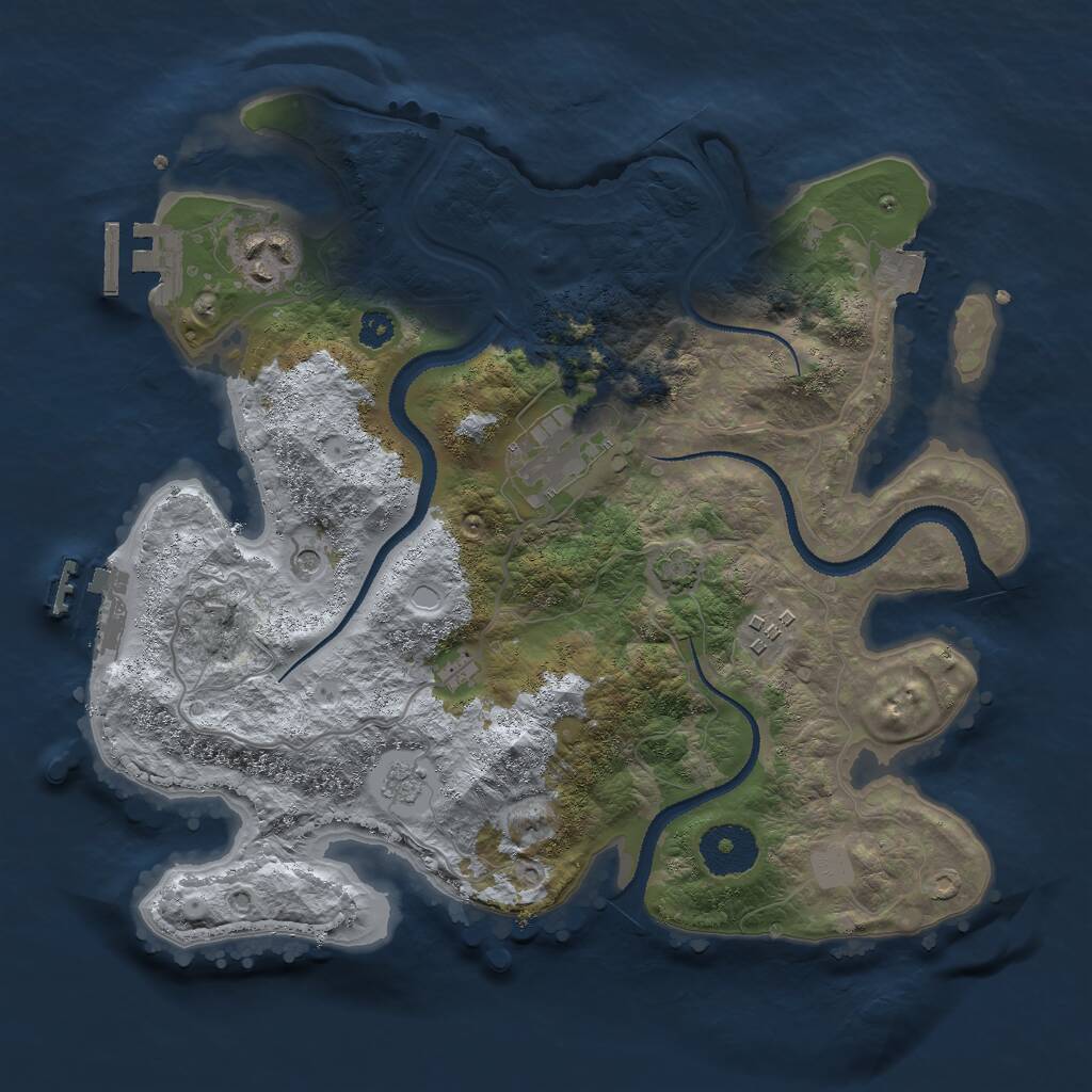 Rust Map: Procedural Map, Size: 3000, Seed: 733432498, 9 Monuments
