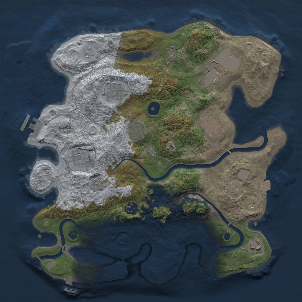 Rust Map: Procedural Map, Size: 3500, Seed: 1951361893, 15 Monuments