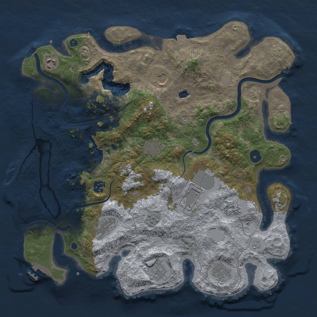 Rust Map: Procedural Map, Size: 4000, Seed: 424584480, 16 Monuments