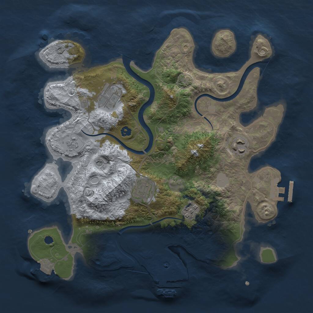Rust Map: Procedural Map, Size: 3000, Seed: 1719, 10 Monuments