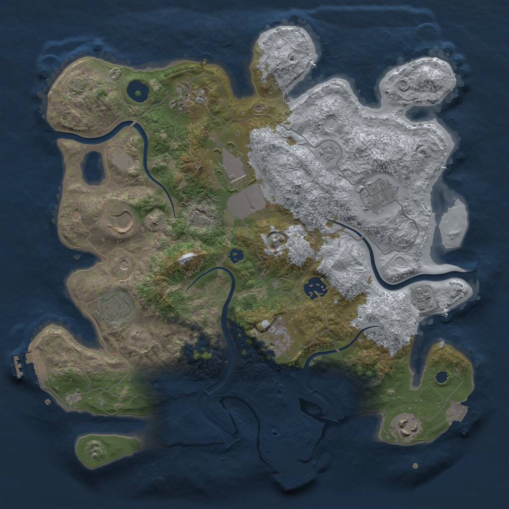 Rust Map: Procedural Map, Size: 3500, Seed: 1673086225, 15 Monuments