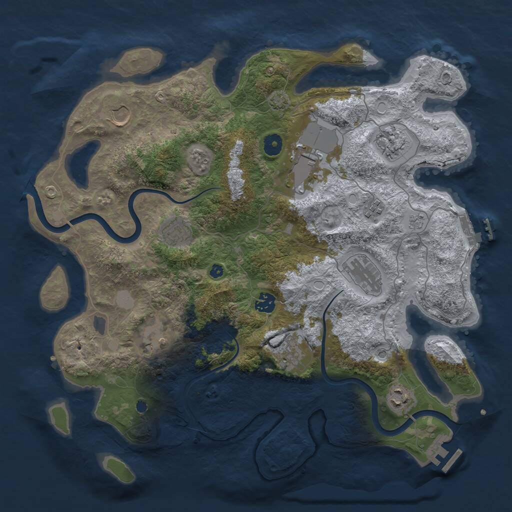 Rust Map: Procedural Map, Size: 3750, Seed: 2055252134, 16 Monuments