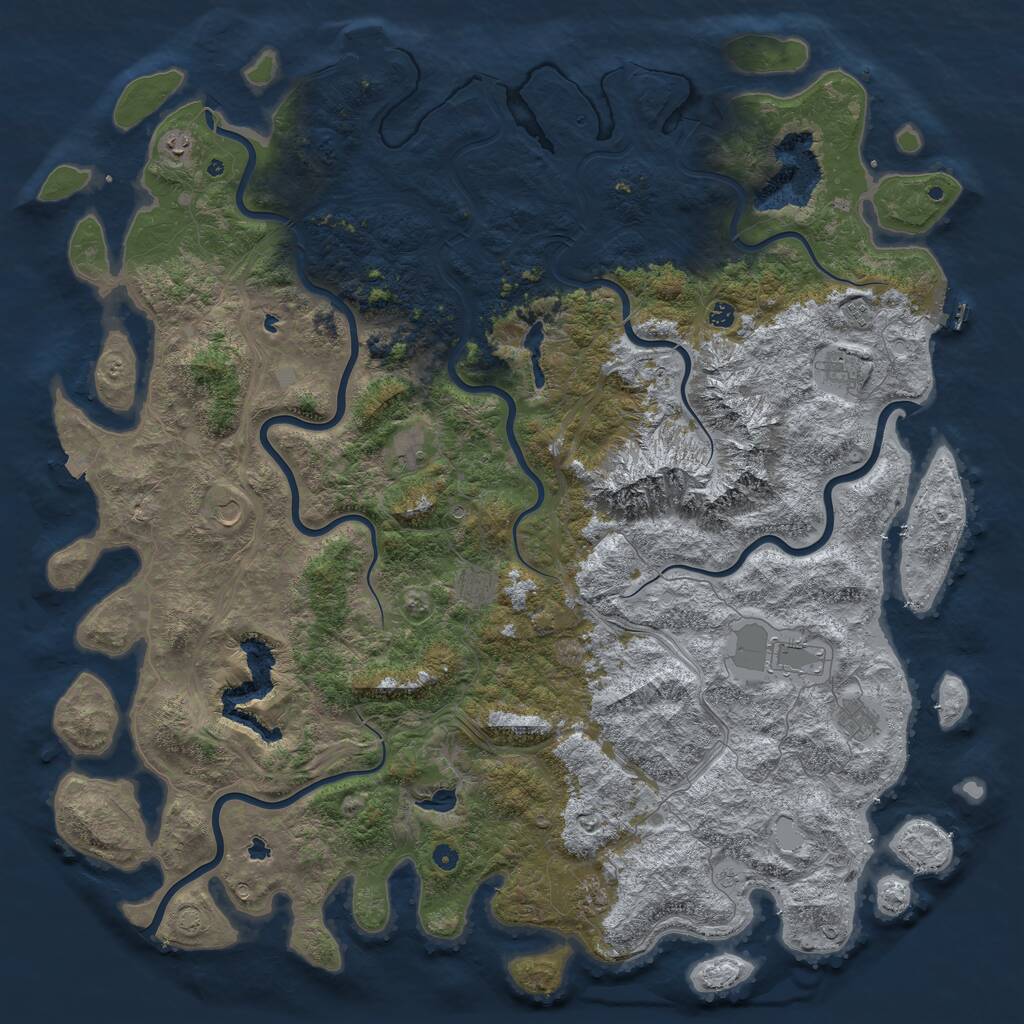 Rust Map: Procedural Map, Size: 6000, Seed: 754153159, 16 Monuments