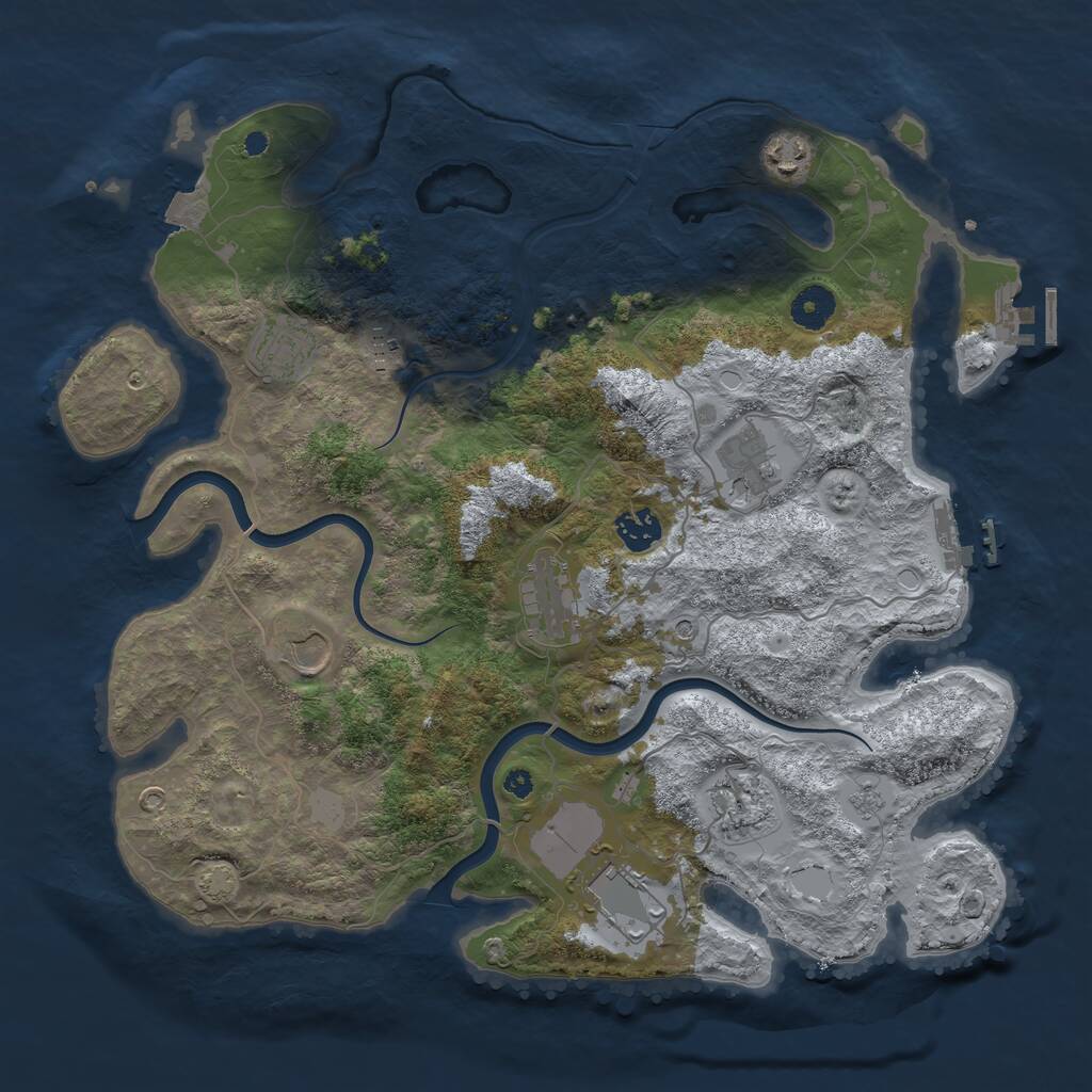 Rust Map: Procedural Map, Size: 3800, Seed: 131841283, 15 Monuments