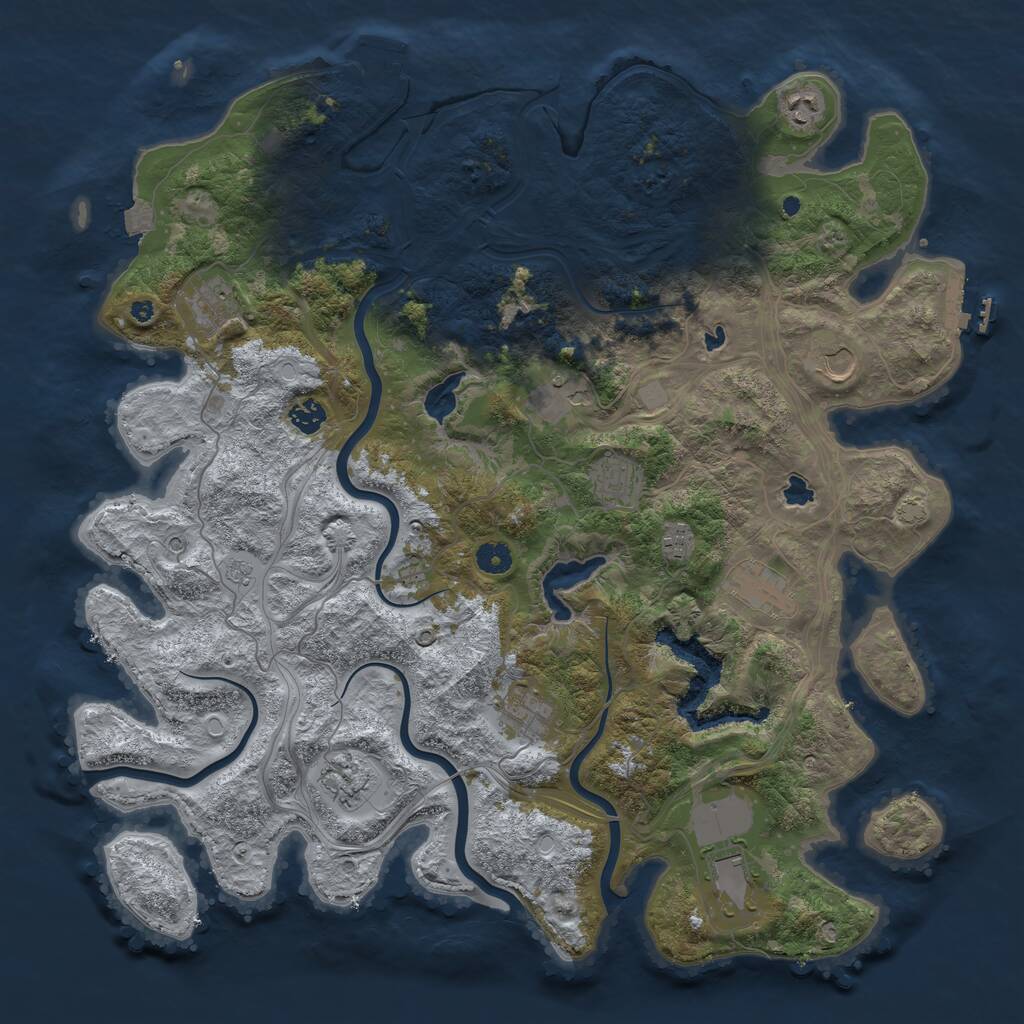 Rust Map: Procedural Map, Size: 4500, Seed: 1240074157, 17 Monuments