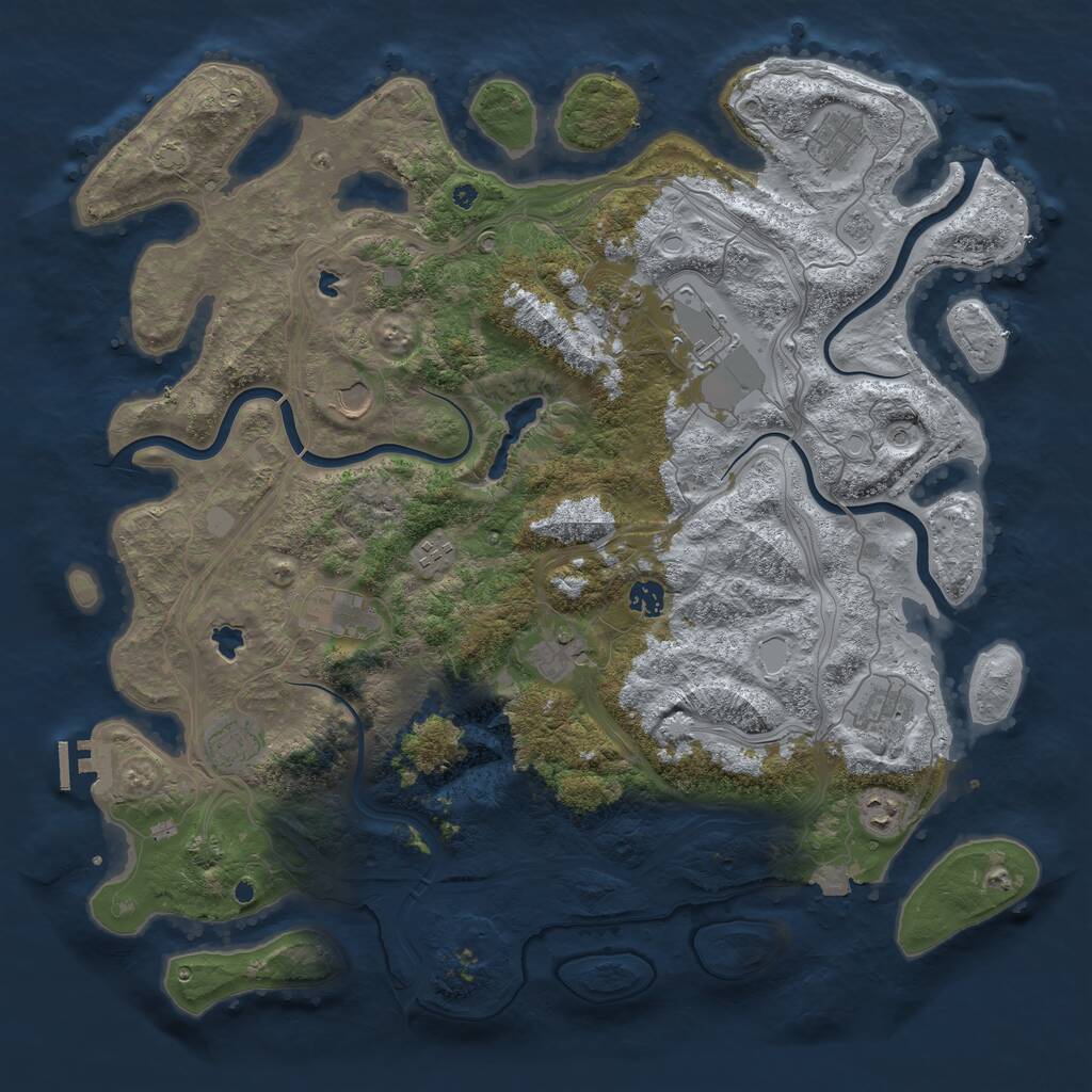 Rust Map: Procedural Map, Size: 4500, Seed: 1720565292, 16 Monuments