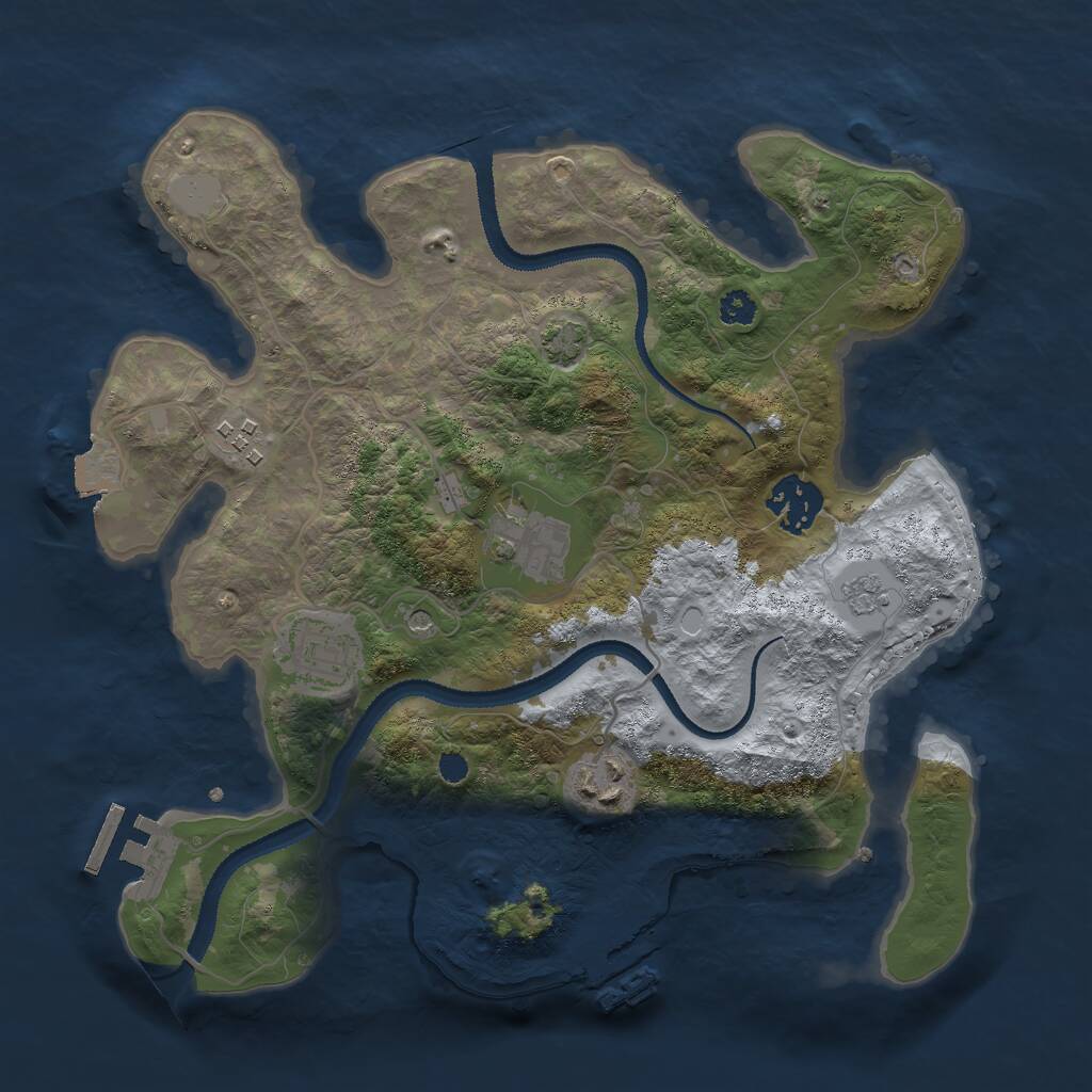 Rust Map: Procedural Map, Size: 3000, Seed: 1048765581, 11 Monuments
