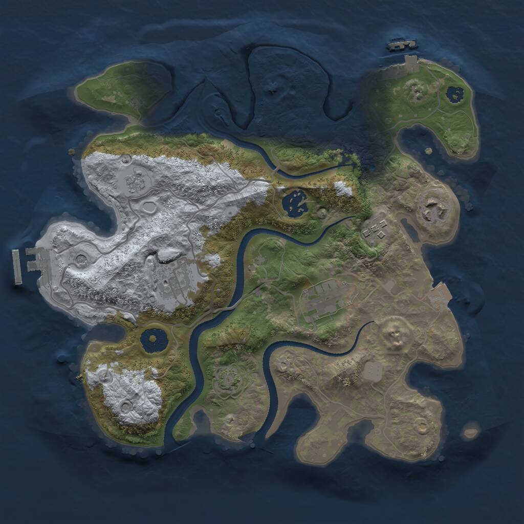 Rust Map: Procedural Map, Size: 3000, Seed: 523567, 11 Monuments