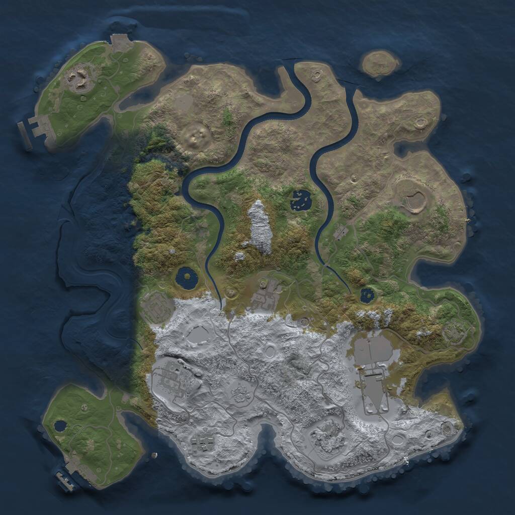 Rust Map: Procedural Map, Size: 3500, Seed: 648254, 15 Monuments