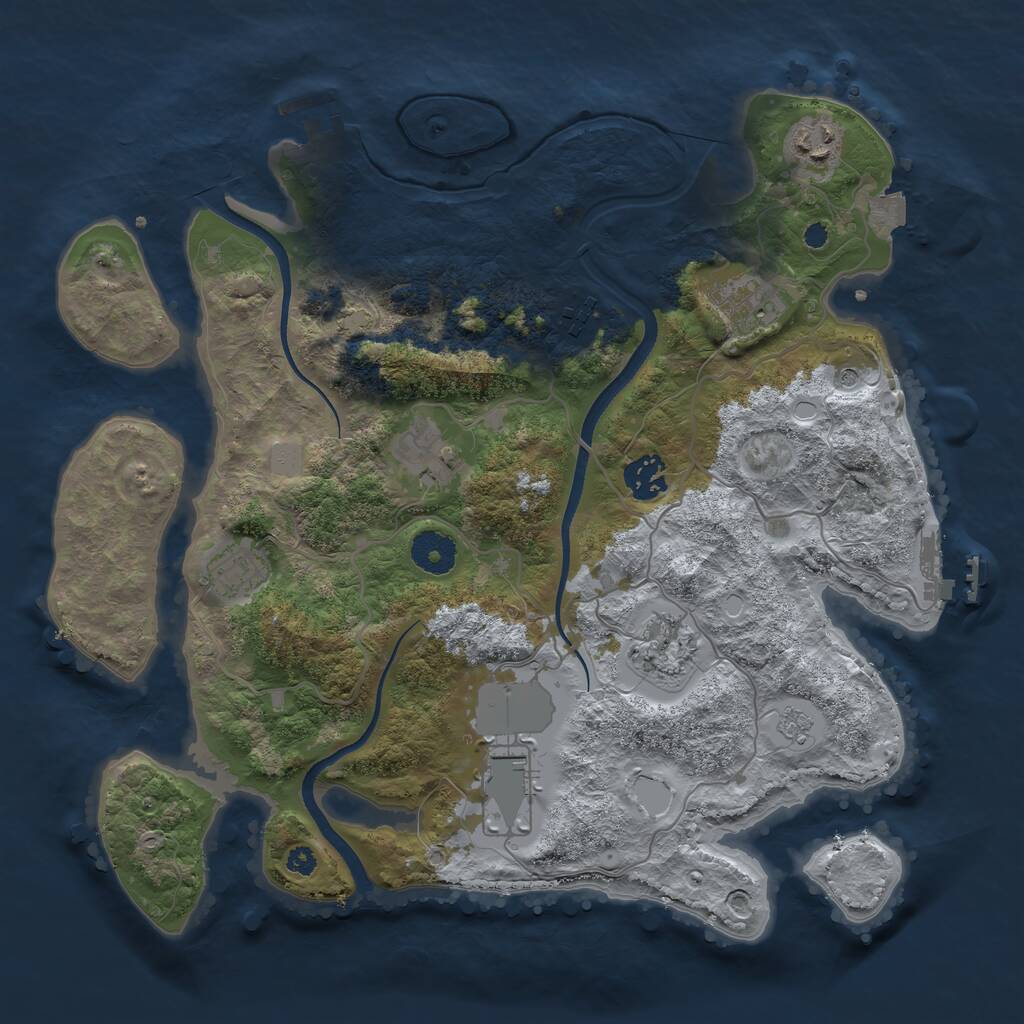 Rust Map: Procedural Map, Size: 3500, Seed: 733175860, 14 Monuments