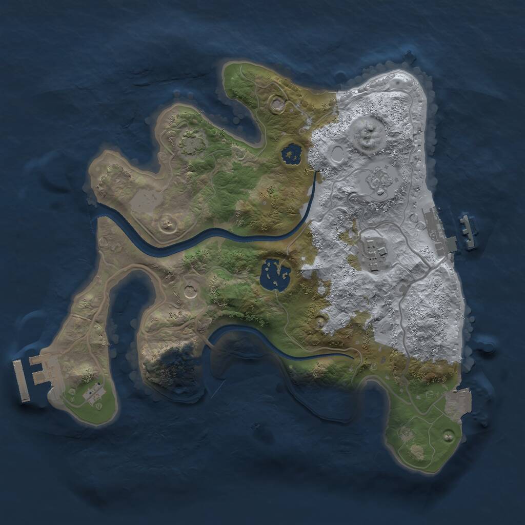 Rust Map: Procedural Map, Size: 2500, Seed: 2010000188, 8 Monuments