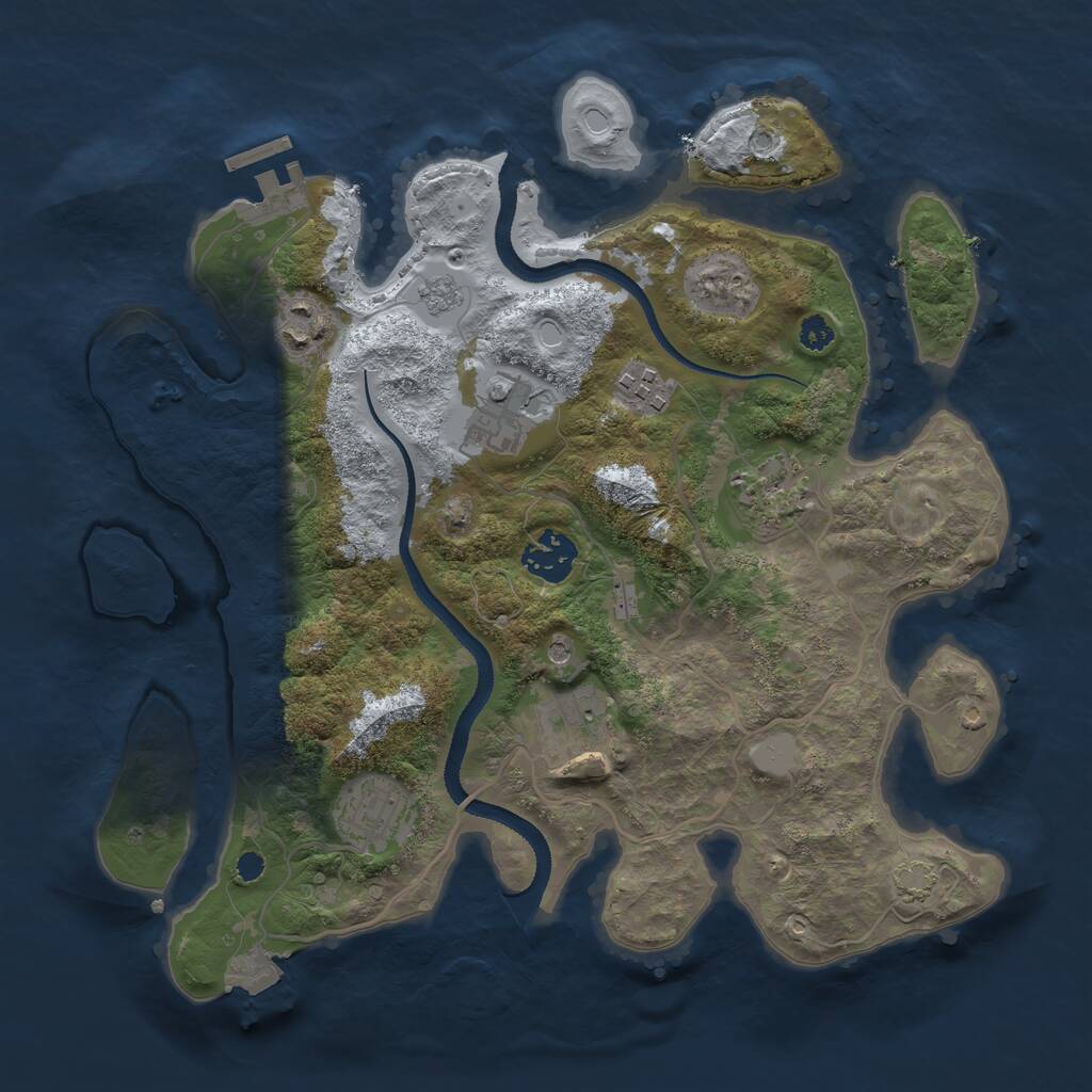 Rust Map: Procedural Map, Size: 3200, Seed: 5554883, 12 Monuments
